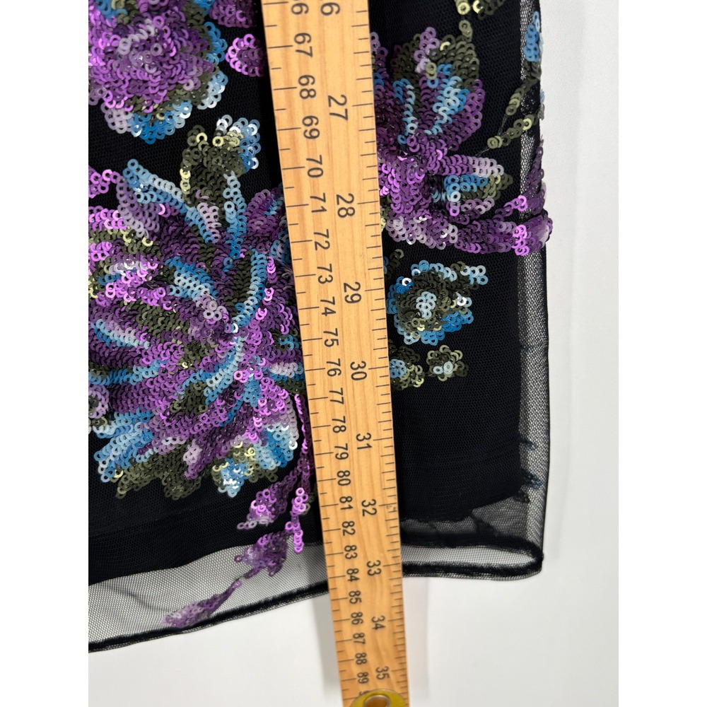 White House Black Market Dress Womens 00P Black Floral Sequin Halter Shift Mini - Picture 7 of 9